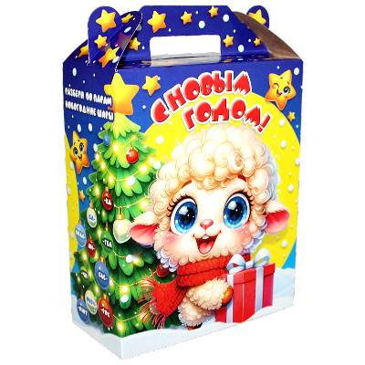 Детский подарок на Новый Год в картонной упаковке весом 1000 грамм 